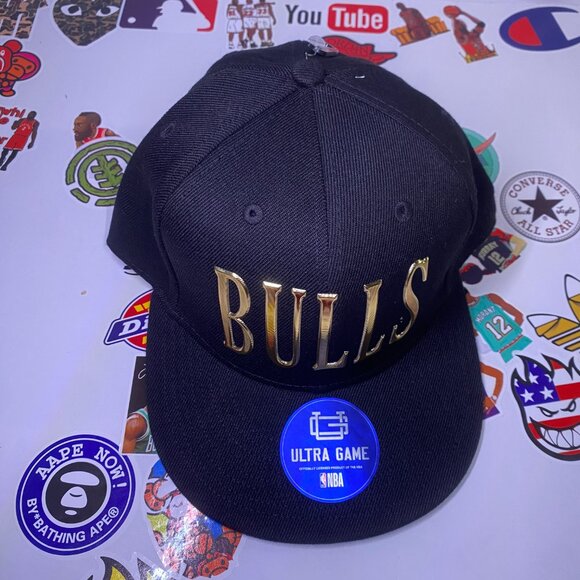 NBA Chicago Bulls Ultra Game Hat Black/Gold Adjustable Snapback OSFM - Picture 10 of 10